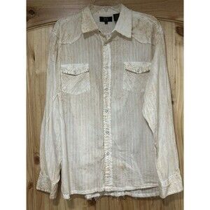 Vintage PX Clothing Men’s Long Sleeve Western Button Down Silver Snaps XL